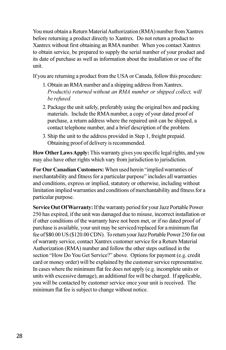 Xantrex Technology JAZZ 250 User Manual | Page 32 / 36