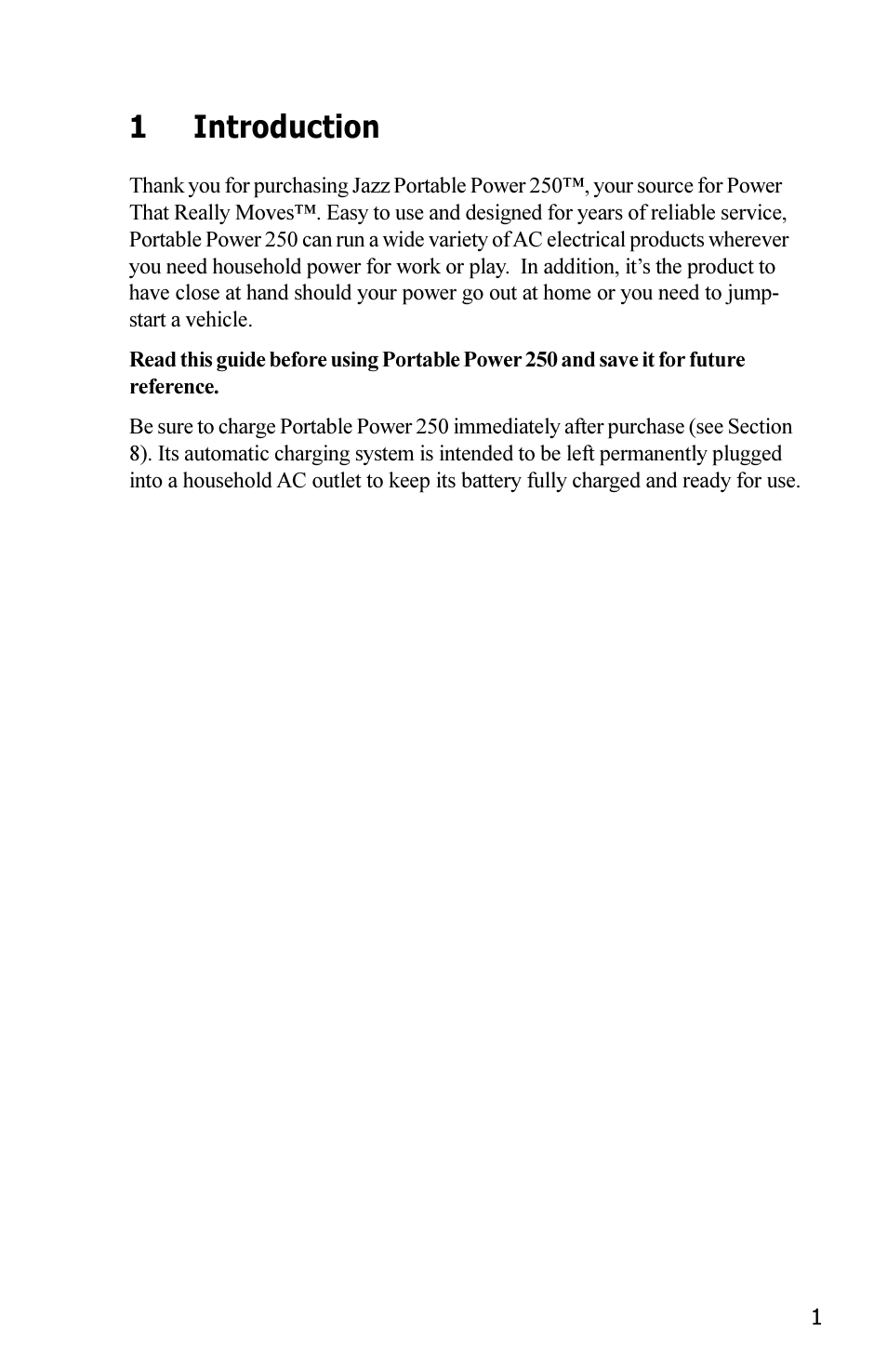 1introduction | Xantrex Technology JAZZ 250 User Manual | Page 5 / 36