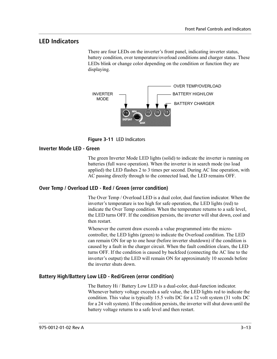 Led indicators | Xantrex Technology DR1524W User Manual | Page 69 / 122