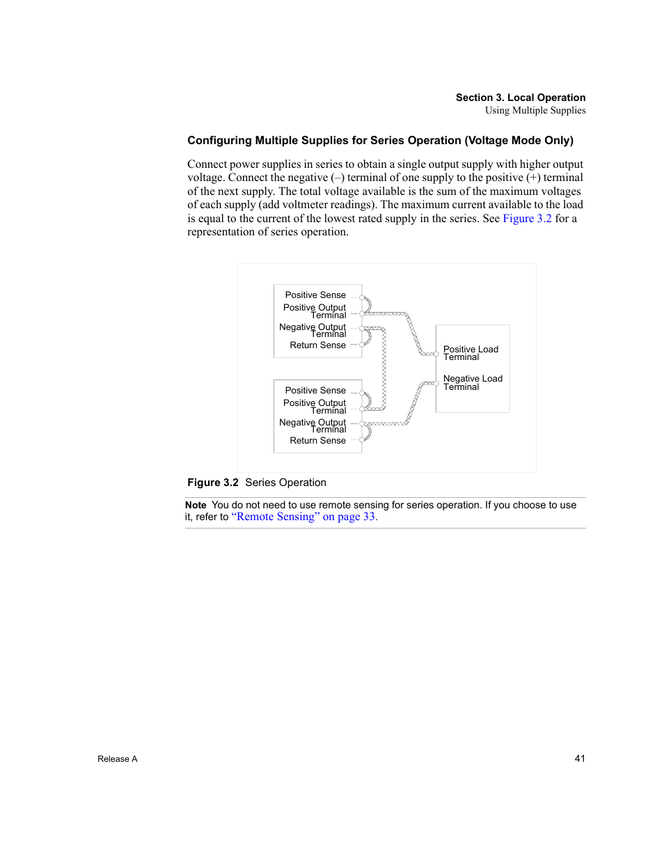 Figure 3.2 series operation, Note | Xantrex Technology XPD 60-9 User Manual | Page 43 / 56