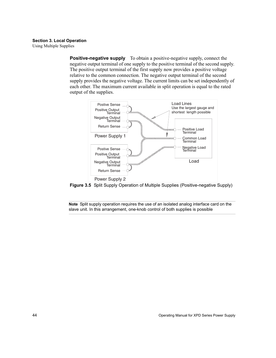 Positive-negative supply, Note | Xantrex Technology XPD 60-9 User Manual | Page 46 / 56