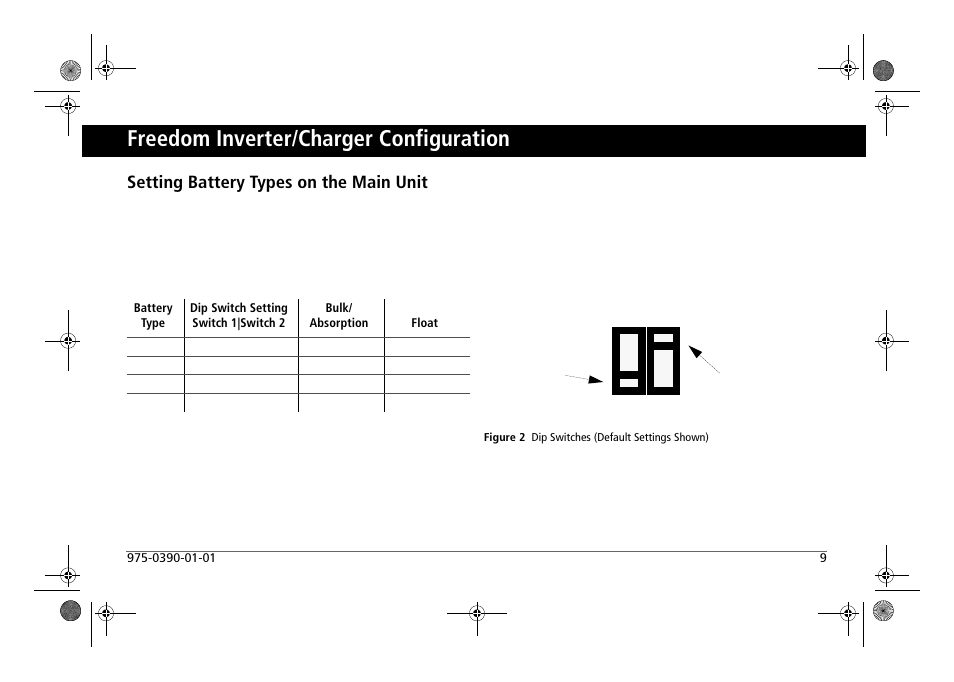 Freedom inverter/charger configuration, Setting battery types on the main unit | Xantrex Technology FREEDOM HF 1800 User Manual | Page 23 / 64