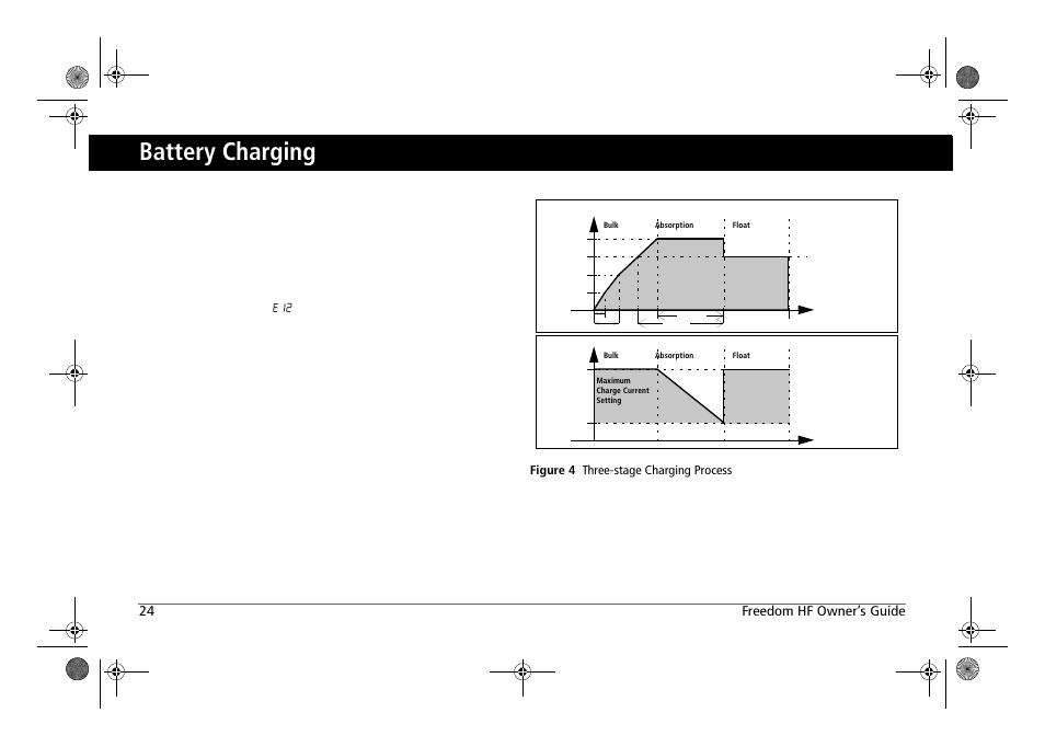 Battery charging, 24 freedom hf owner’s guide | Xantrex Technology FREEDOM HF 1800 User Manual | Page 38 / 64