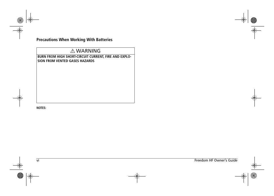 Precautions when working with batteries | Xantrex Technology FREEDOM HF 1800 User Manual | Page 8 / 64