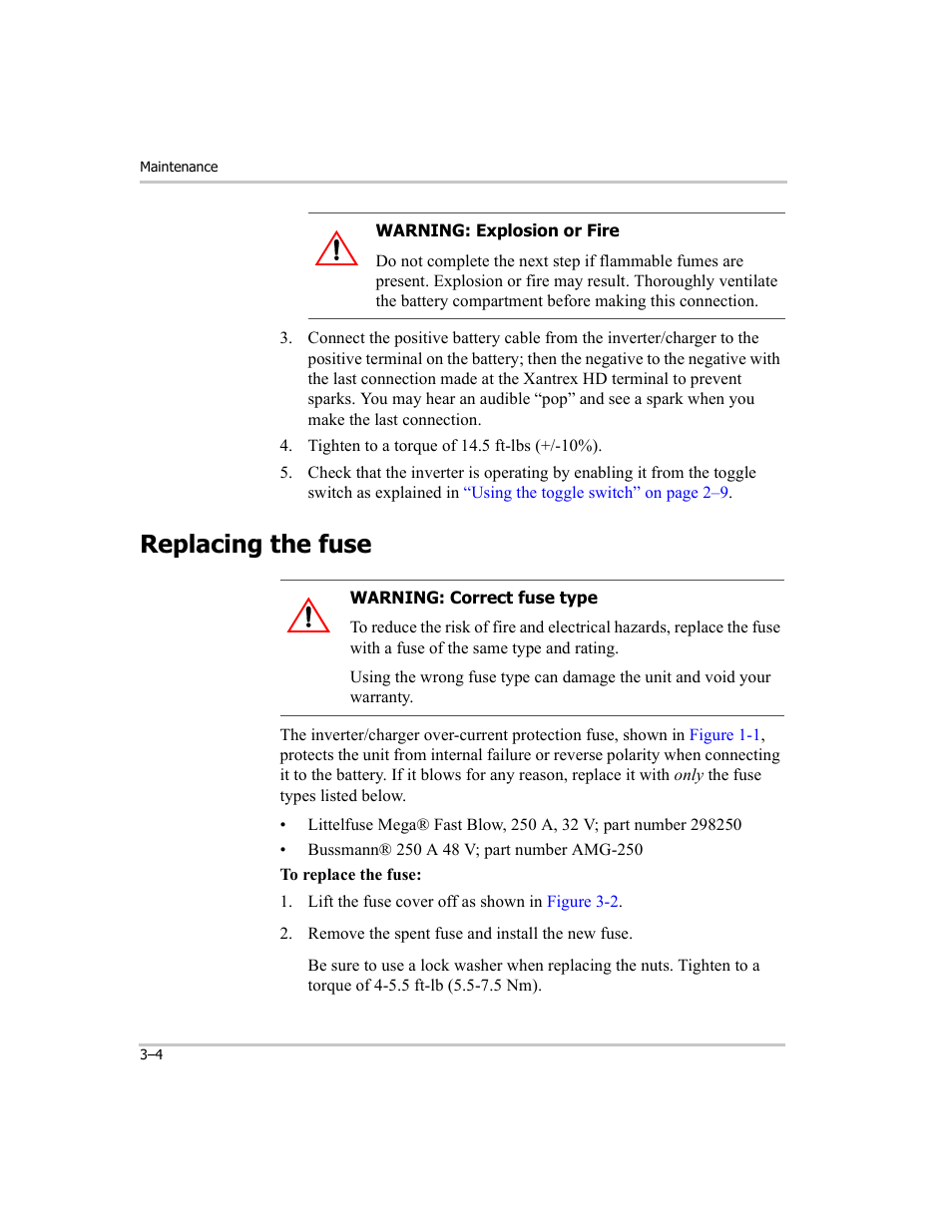 Replacing the fuse, Replacing the fuse –4 | Xantrex Technology RM1012 User Manual | Page 28 / 48
