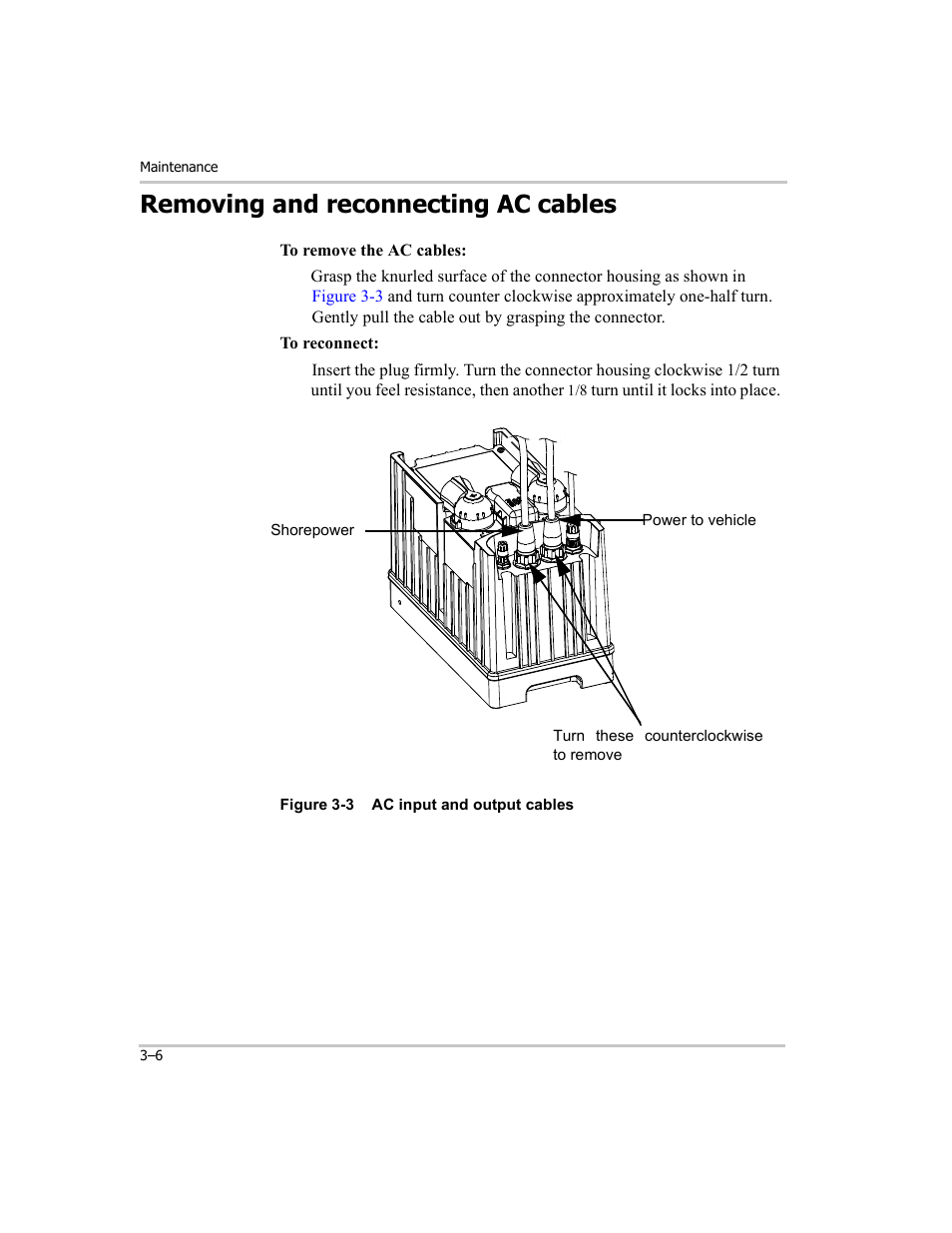 Removing and reconnecting ac cables, Removing and reconnecting ac cables –6 | Xantrex Technology RM1012 User Manual | Page 30 / 48