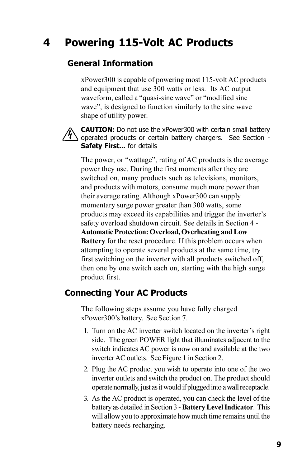 4powering 115-volt ac products | Xantrex Technology 300 User Manual | Page 13 / 32