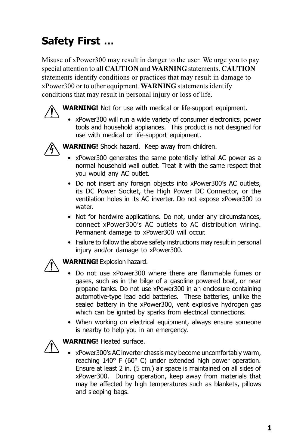 Safety first | Xantrex Technology 300 User Manual | Page 5 / 32