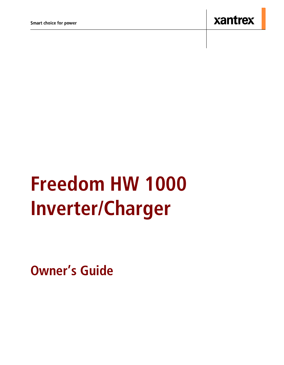 Freedom hw 1000 inverter/charger | Xantrex Technology ENERGY HW 1000 User Manual | Page 3 / 80