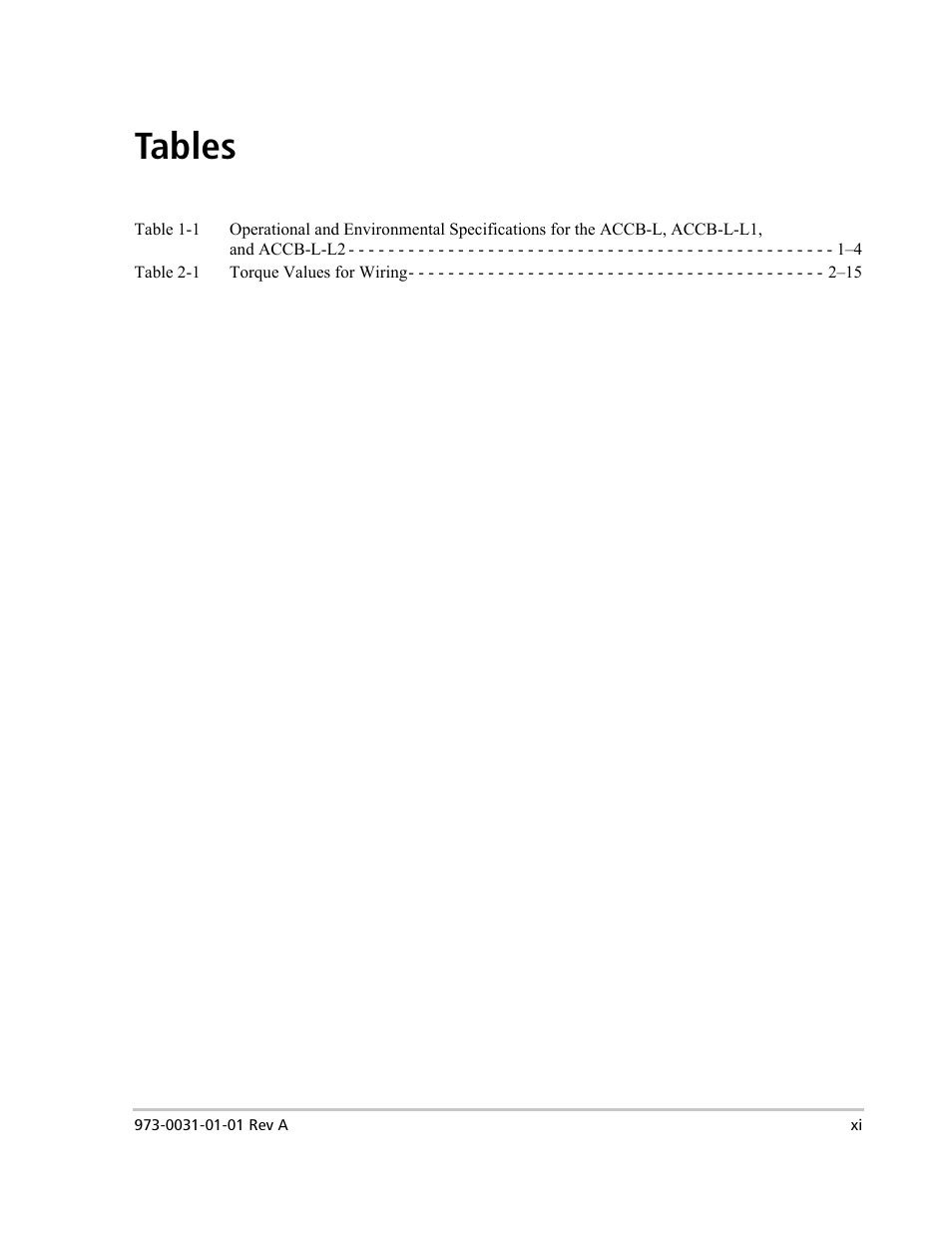 Tables | Xantrex Technology ACCB-L User Manual | Page 13 / 64