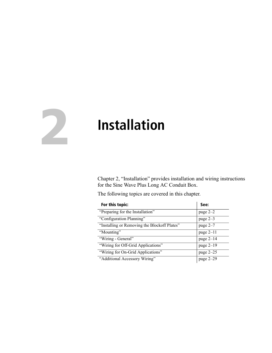 Installation | Xantrex Technology ACCB-L User Manual | Page 23 / 64
