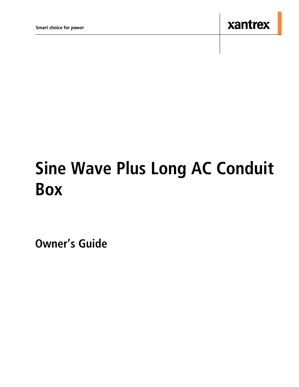 Sine wave plus long ac conduit box | Xantrex Technology ACCB-L User Manual | Page 3 / 64