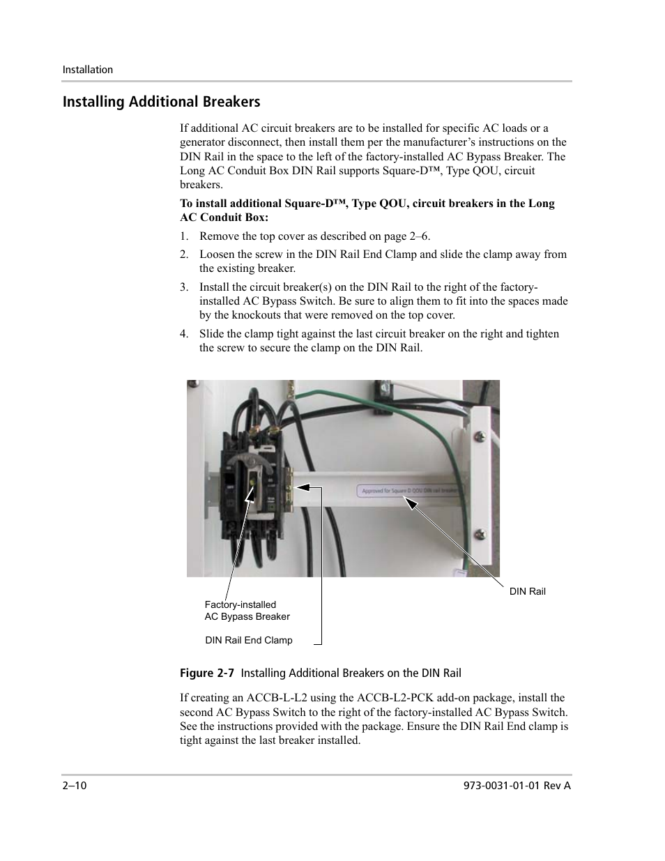 Installing additional breakers | Xantrex Technology ACCB-L User Manual | Page 32 / 64