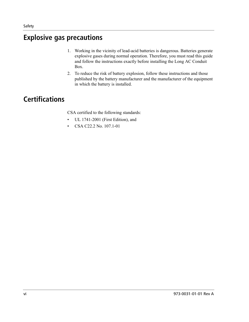 Explosive gas precautions, Certifications | Xantrex Technology ACCB-L User Manual | Page 8 / 64