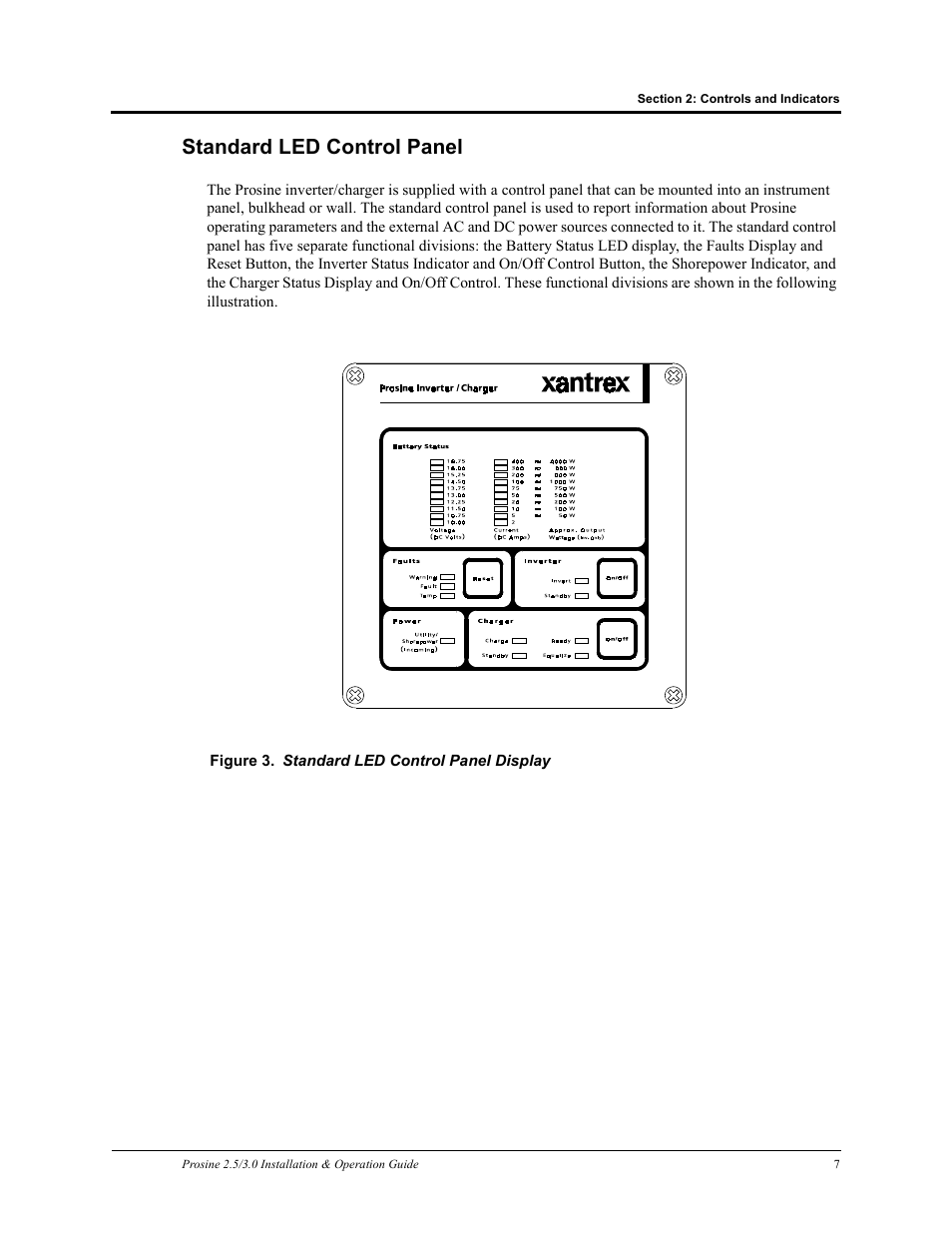 Standard led control panel | Xantrex Technology PROSINE PS3.0 User Manual | Page 24 / 117