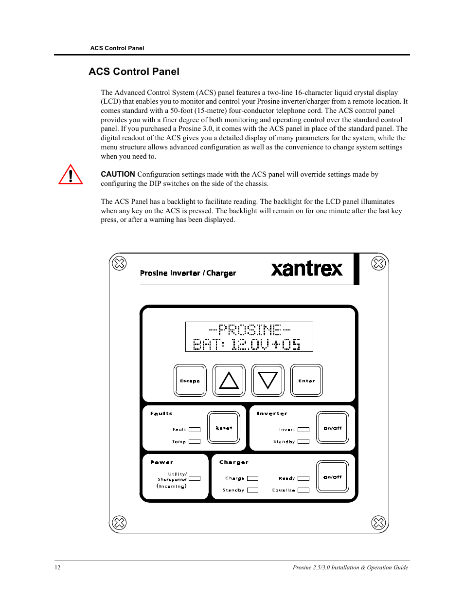 Acs control panel | Xantrex Technology PROSINE PS3.0 User Manual | Page 29 / 117