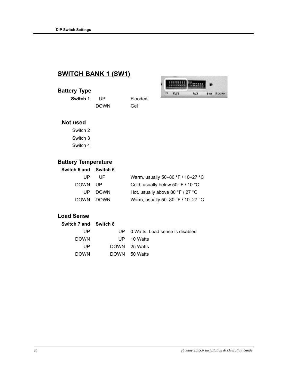 Switch bank 1 (sw1) | Xantrex Technology PROSINE PS3.0 User Manual | Page 43 / 117