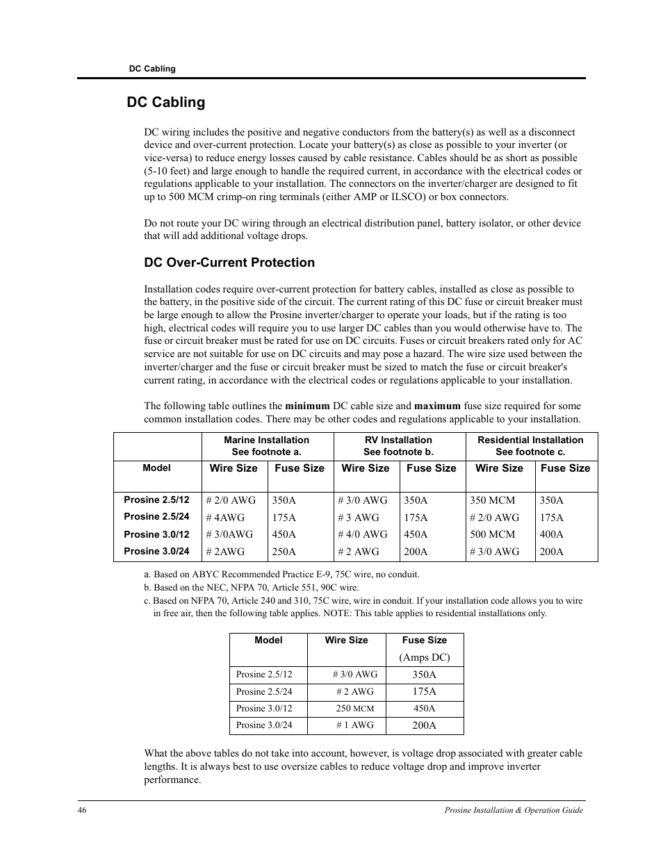 Dc cabling, Dc over-current protection | Xantrex Technology PROSINE PS3.0 User Manual | Page 63 / 117