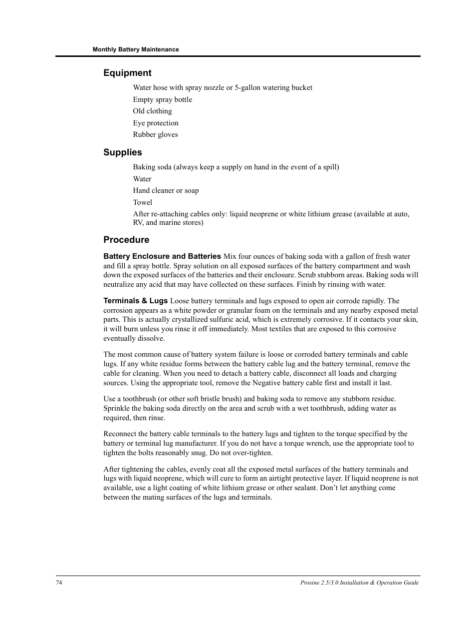 Equipment supplies procedure | Xantrex Technology PROSINE PS3.0 User Manual | Page 91 / 117