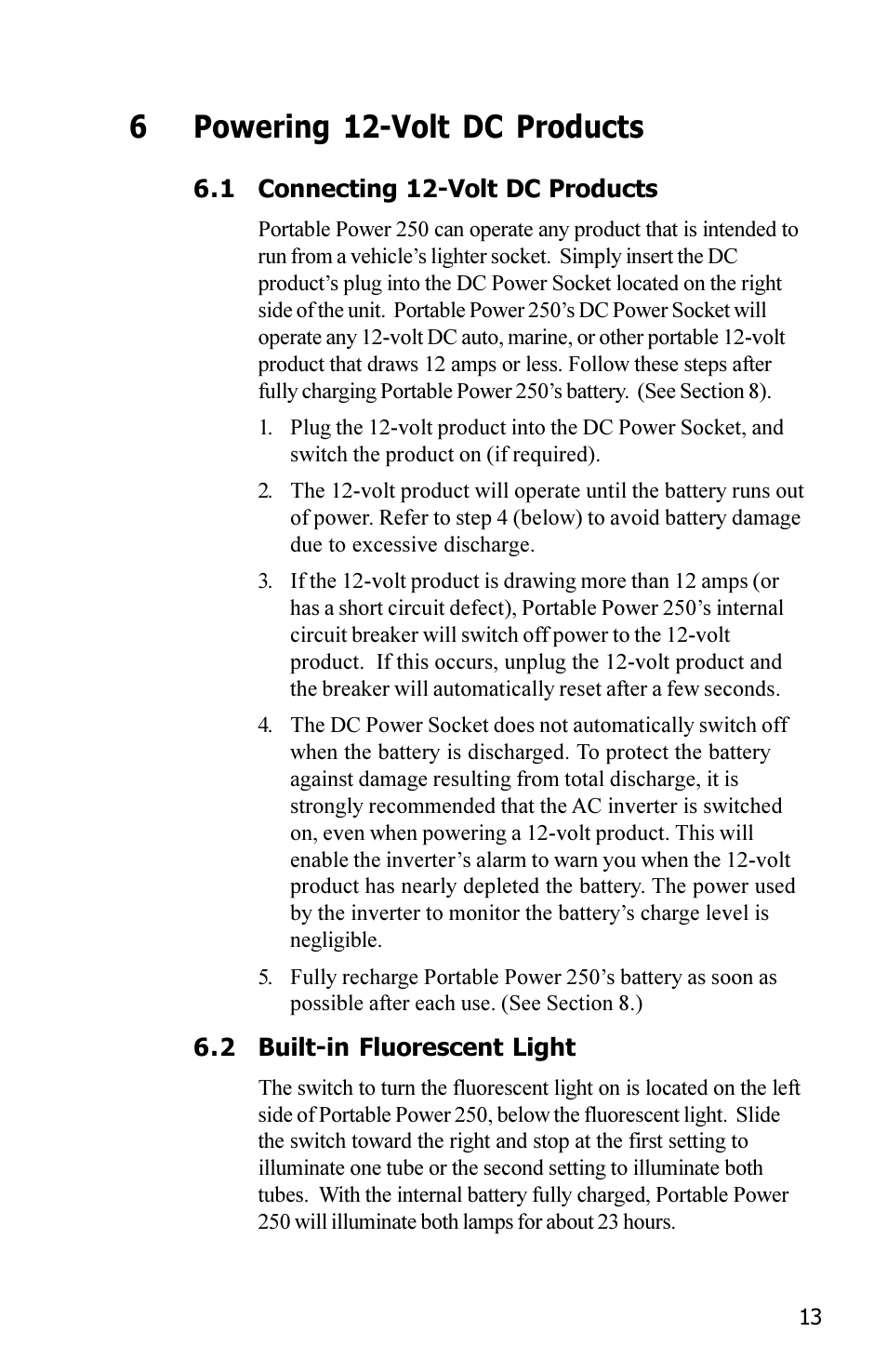 6powering 12-volt dc products | Xantrex Technology 250 User Manual | Page 17 / 36