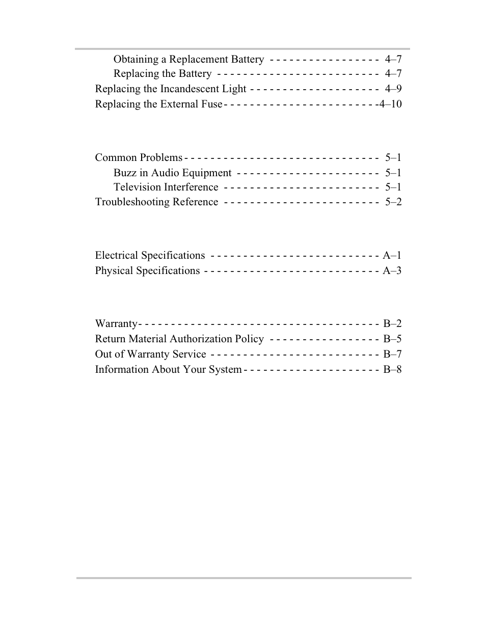 5troubleshooting, Aspecifications, Bwarranty and product information | Xantrex Technology 400R User Manual | Page 13 / 74