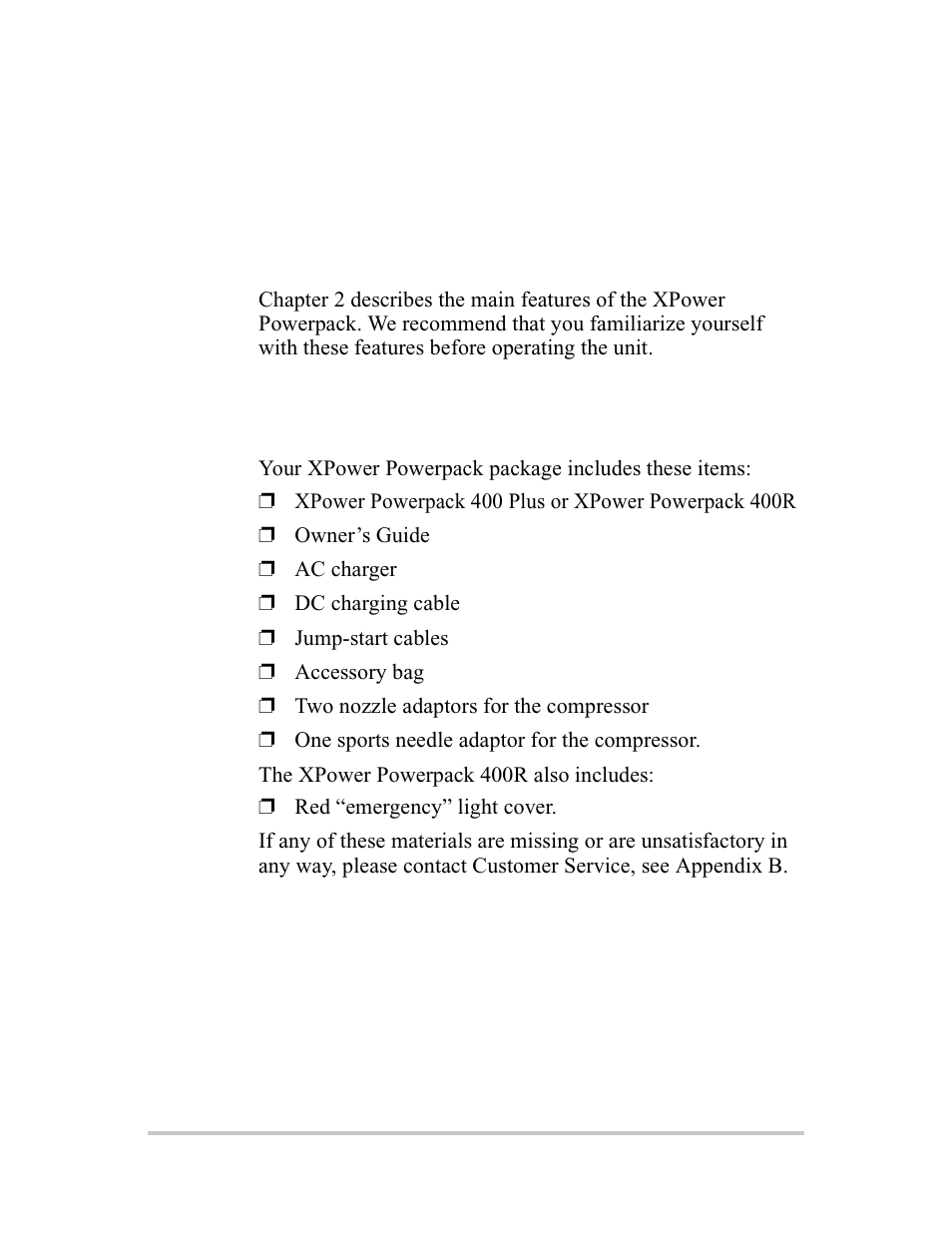 Supplied accessories, Features / parts & controls, Features | Xantrex Technology 400R User Manual | Page 17 / 74