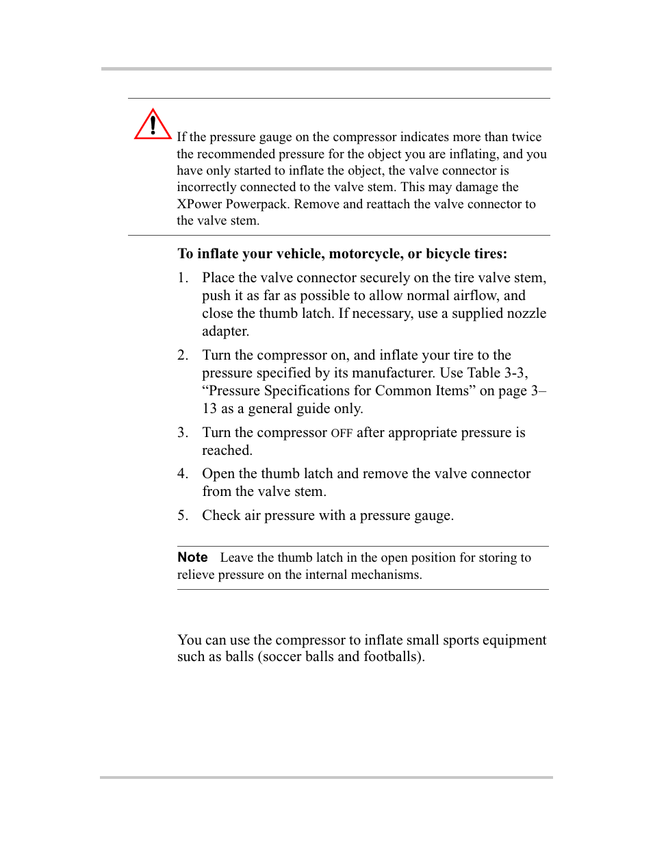 Inflating small sports equipment, Caution | Xantrex Technology 400R User Manual | Page 40 / 74