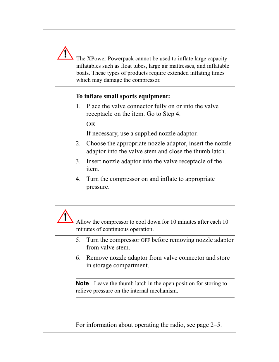 Using the radio, Using the radio: xpower powerpack 400r, Caution | Warning: fire hazard | Xantrex Technology 400R User Manual | Page 41 / 74