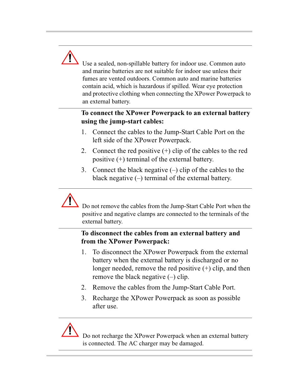 Warning: acid spills, Warning: sparking and explosion, Caution | Xantrex Technology 400R User Manual | Page 43 / 74