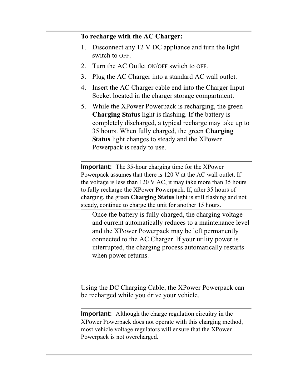 Recharging with the dc charging cable | Xantrex Technology 400R User Manual | Page 47 / 74
