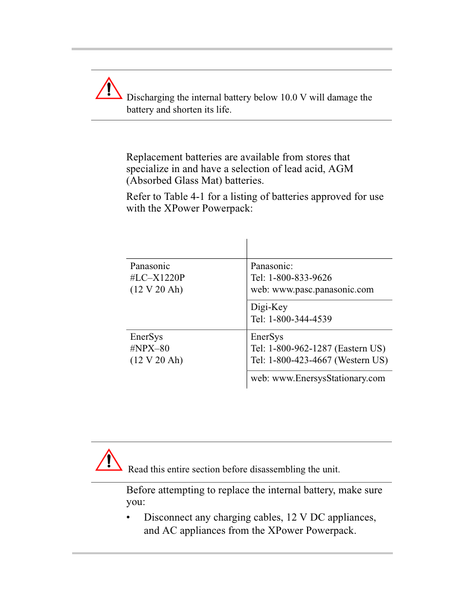 Obtaining a replacement battery, Replacing the battery, Caution | Warning: shock or electrical hazard | Xantrex Technology 400R User Manual | Page 51 / 74