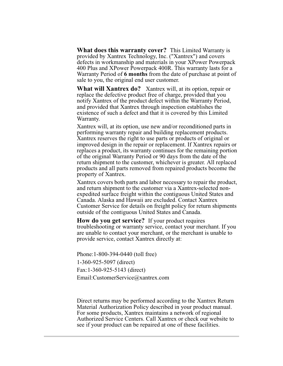 Warranty | Xantrex Technology 400R User Manual | Page 66 / 74
