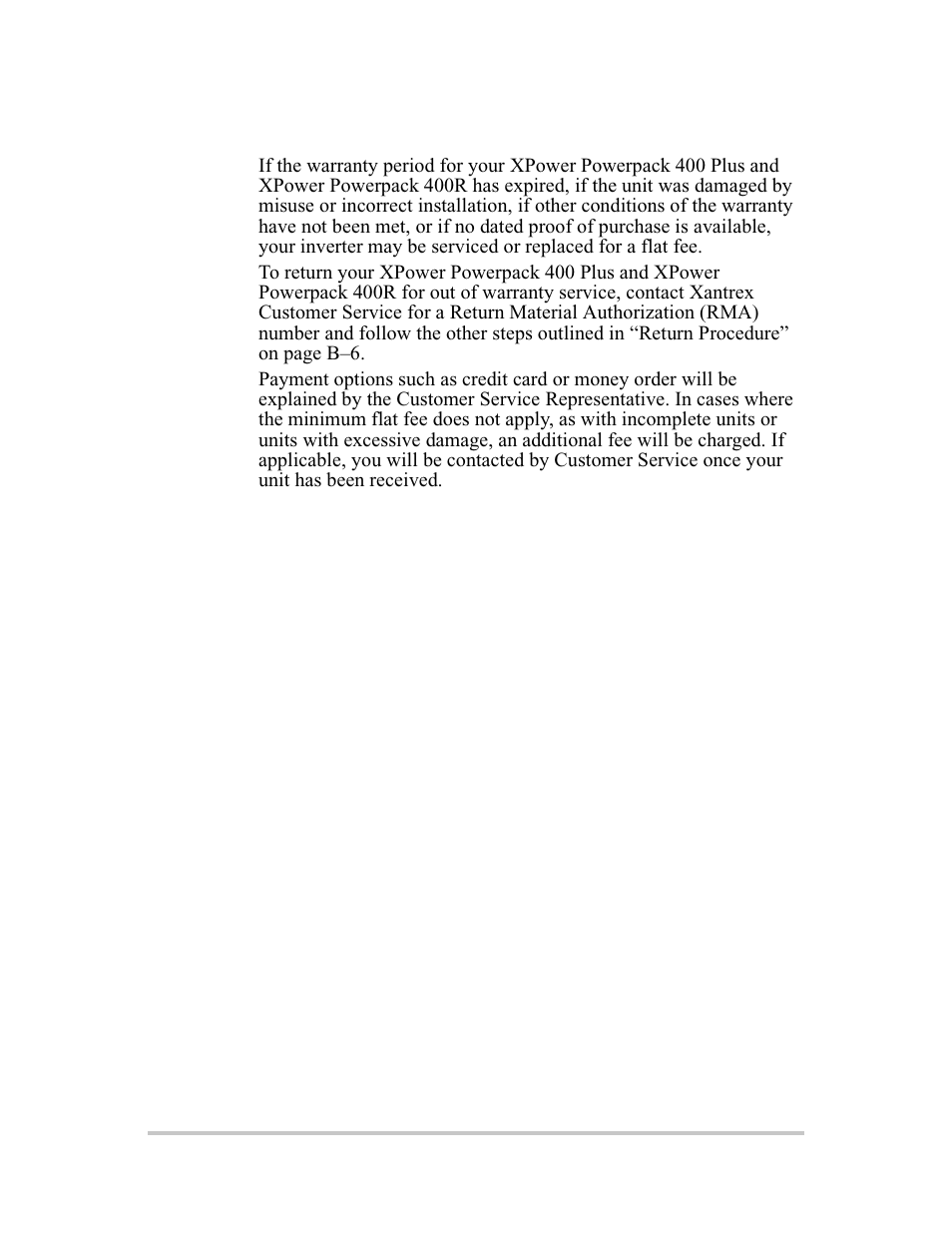 Out of warranty service | Xantrex Technology 400R User Manual | Page 71 / 74