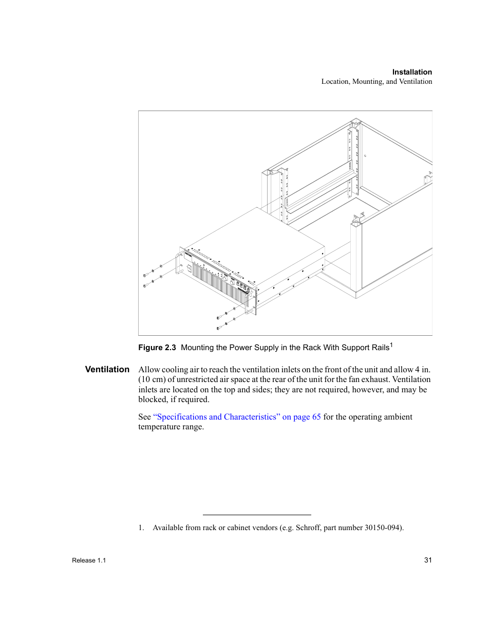Ventilation, Figure 2.3, Or slide brack | Xantrex Technology XPR 150-40 User Manual | Page 33 / 80