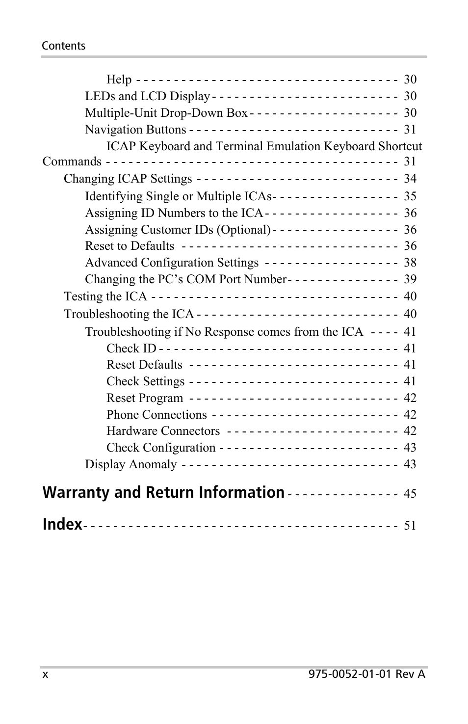 Warranty and return information, Index | Xantrex Technology Inverter Communications Adapter User Manual | Page 12 / 70