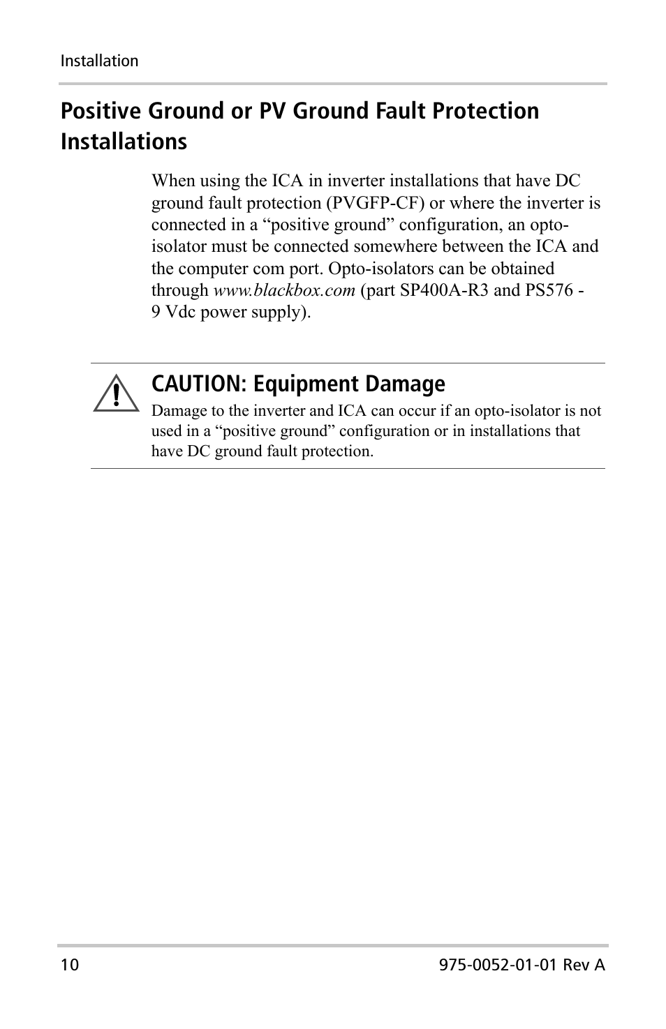 Caution: equipment damage | Xantrex Technology Inverter Communications Adapter User Manual | Page 26 / 70