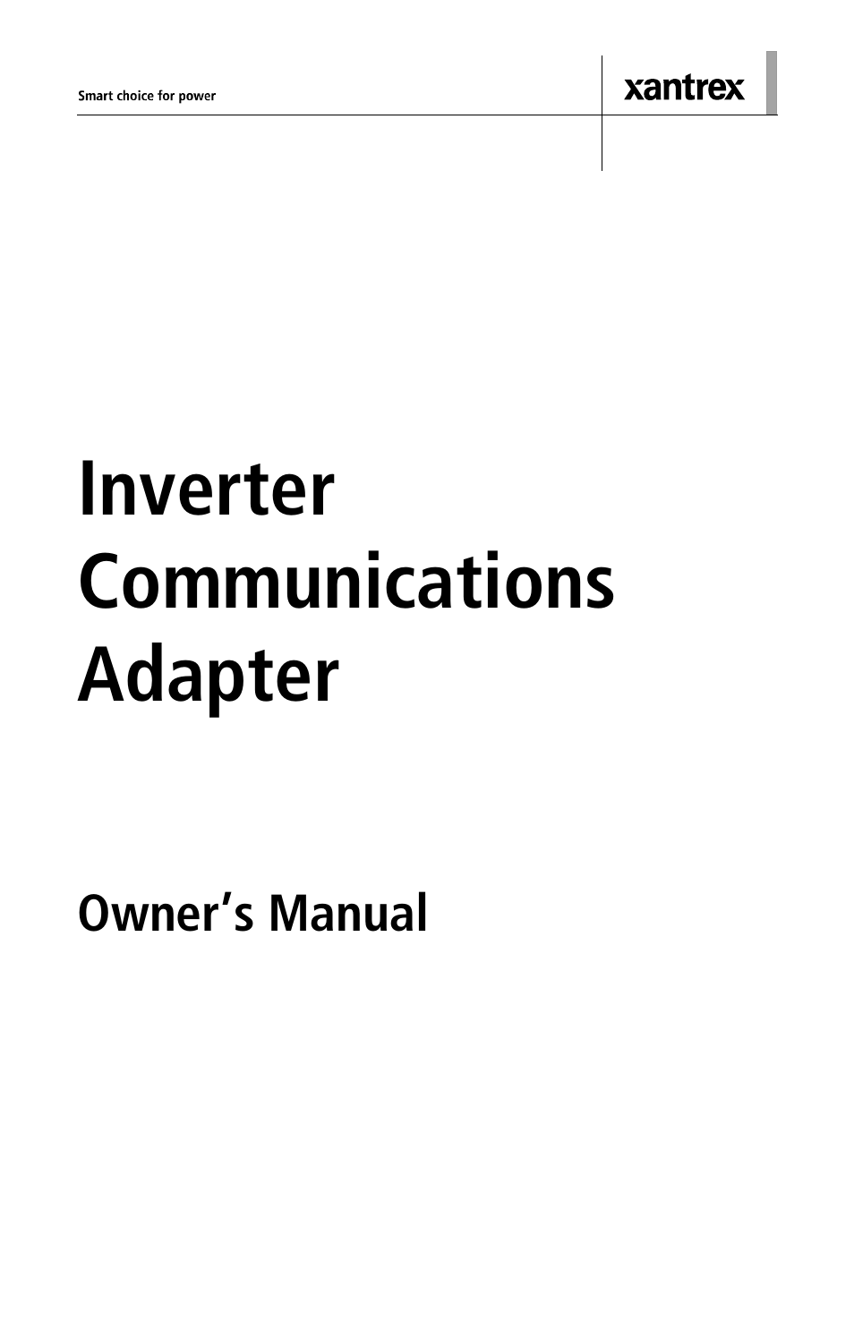 Inverter communications adapter | Xantrex Technology Inverter Communications Adapter User Manual | Page 3 / 70