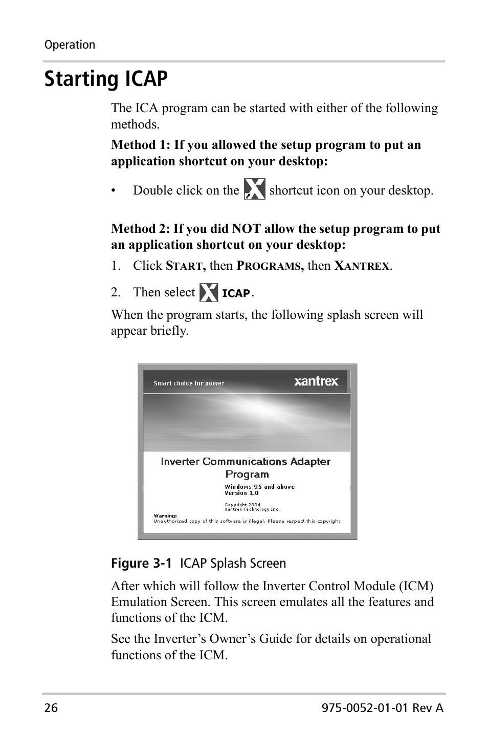 Starting icap | Xantrex Technology Inverter Communications Adapter User Manual | Page 42 / 70