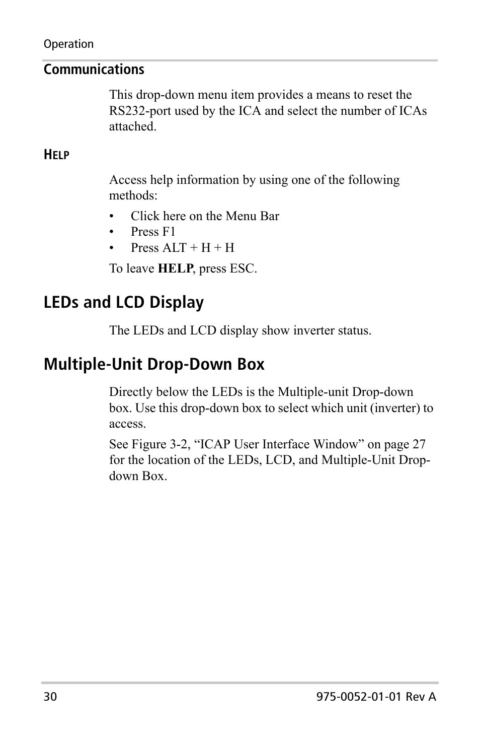 Leds and lcd display, Multiple-unit drop-down box | Xantrex Technology Inverter Communications Adapter User Manual | Page 46 / 70