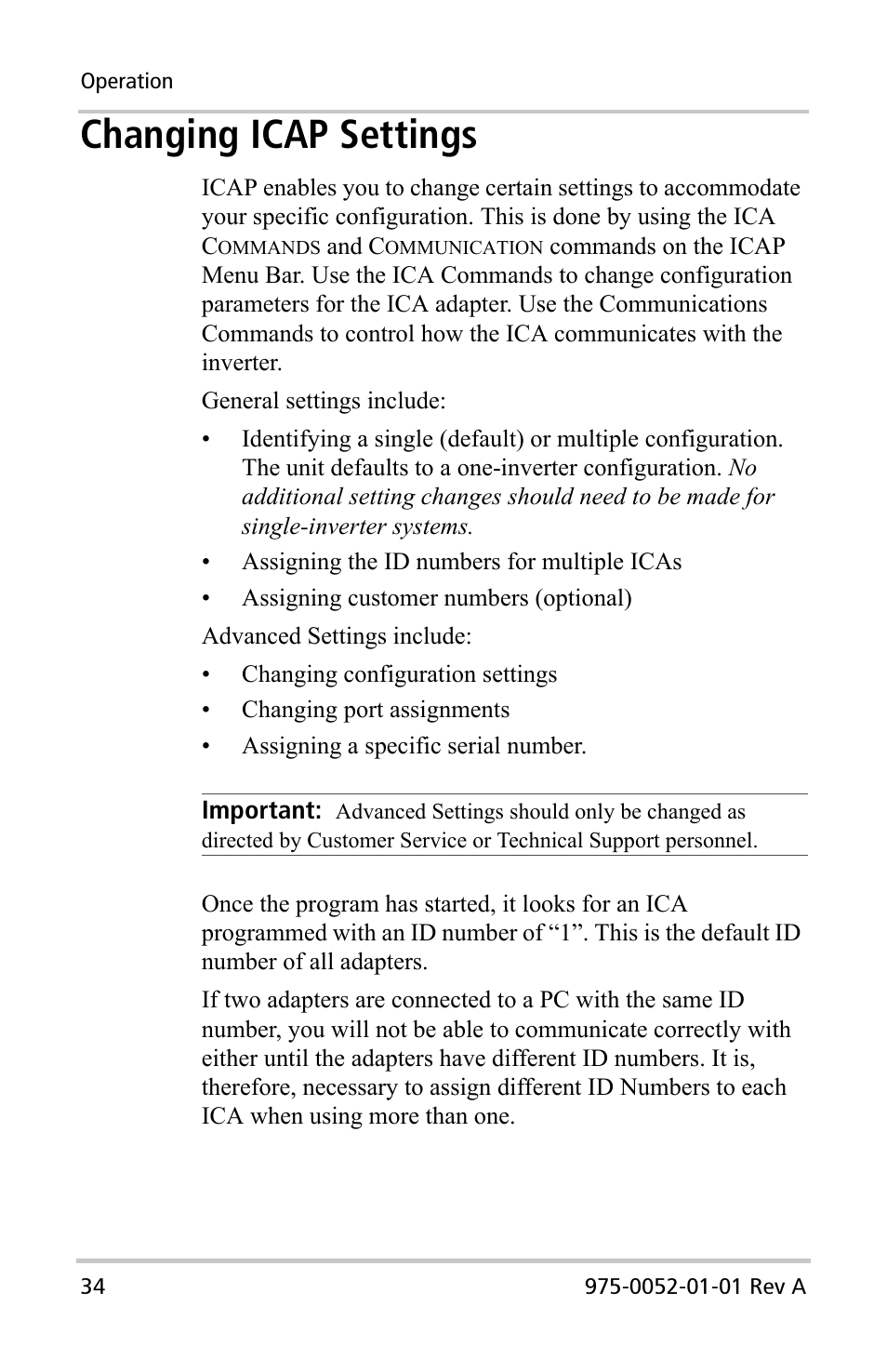 Changing icap settings | Xantrex Technology Inverter Communications Adapter User Manual | Page 50 / 70