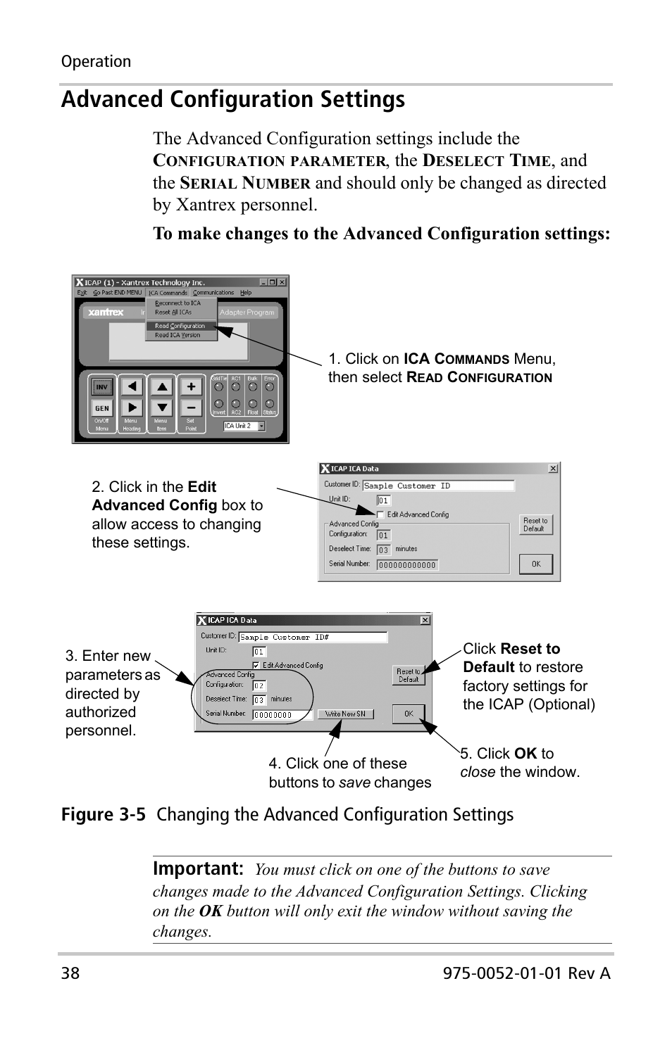 Advanced configuration settings, Important | Xantrex Technology Inverter Communications Adapter User Manual | Page 54 / 70