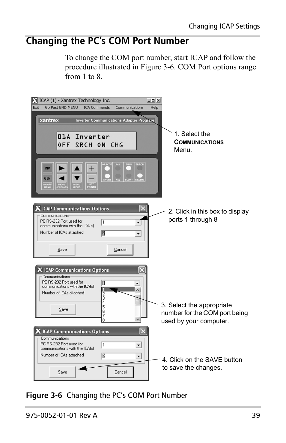 Changing the pc’s com port number | Xantrex Technology Inverter Communications Adapter User Manual | Page 55 / 70