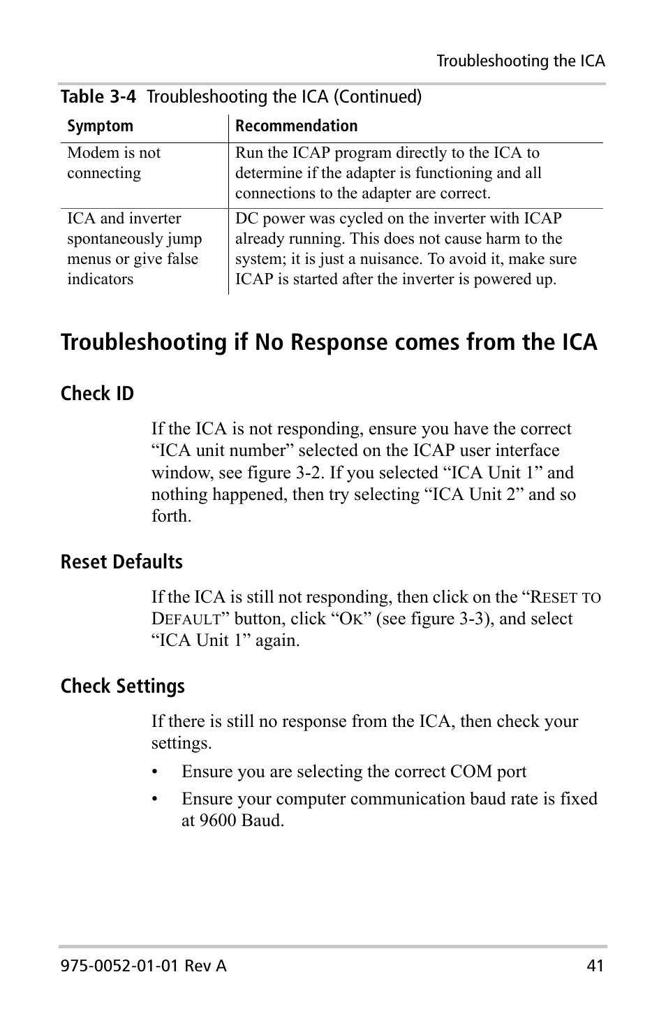 Troubleshooting if no response comes from the ica | Xantrex Technology Inverter Communications Adapter User Manual | Page 57 / 70