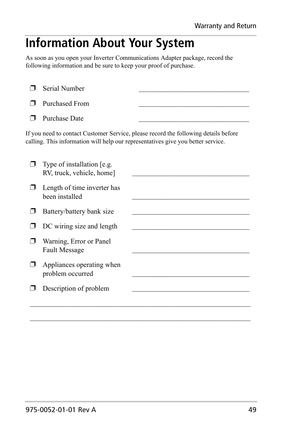 Information about your system | Xantrex Technology Inverter Communications Adapter User Manual | Page 65 / 70