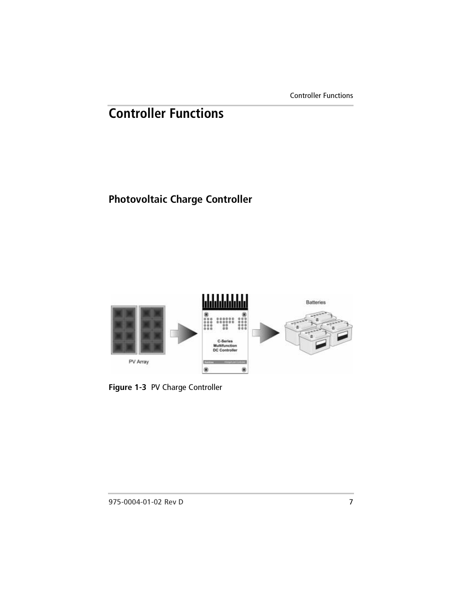 Controller functions, Photovoltaic charge controller, Figure 1-3 | Pv charge controller | Xantrex Technology C40 User Manual | Page 27 / 114