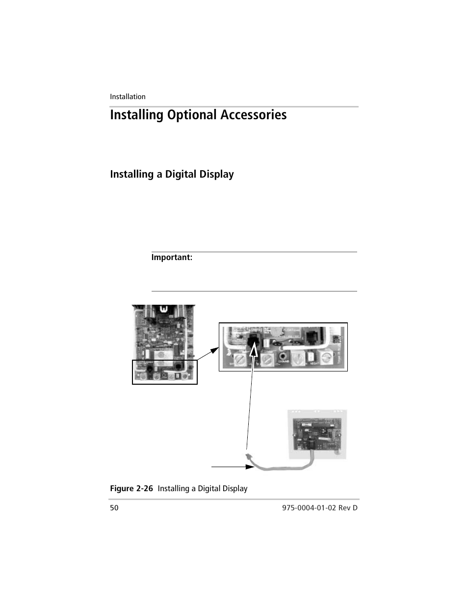 Installing optional accessories, Installing a digital display, Figure 2-26 | Xantrex Technology C40 User Manual | Page 70 / 114