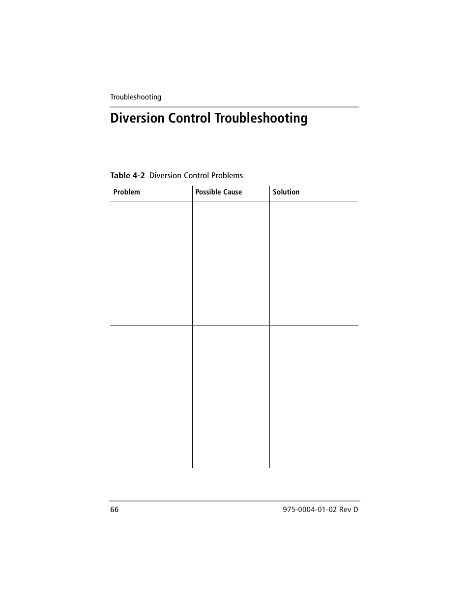 Diversion control troubleshooting, Table 4-2, Diversion control problems | Xantrex Technology C40 User Manual | Page 86 / 114