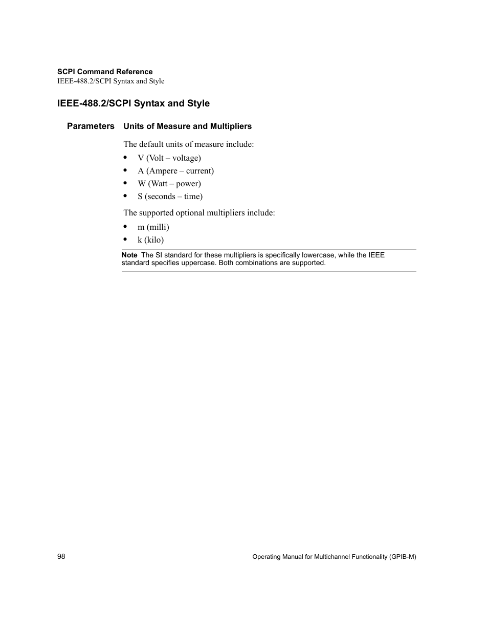 Ieee-488.2/scpi syntax and style, Parameters | Xantrex Technology GPIB-M-XT User Manual | Page 100 / 134