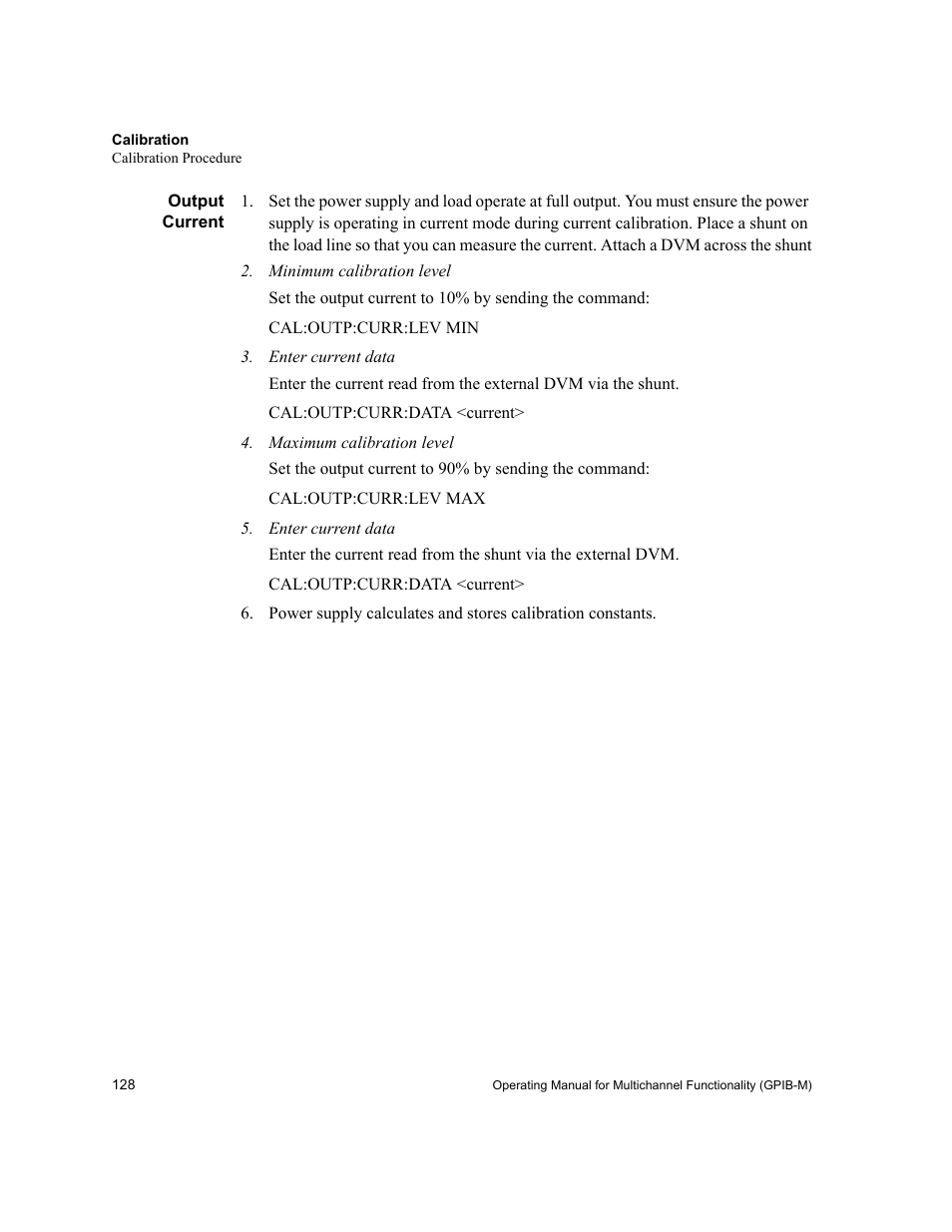 Output current | Xantrex Technology GPIB-M-XT User Manual | Page 130 / 134