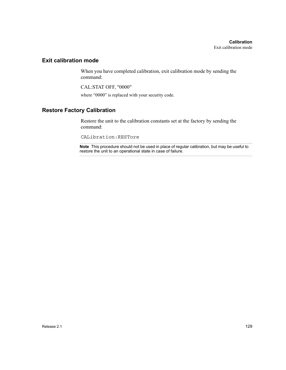 Exit calibration mode restore factory calibration | Xantrex Technology GPIB-M-XT User Manual | Page 131 / 134